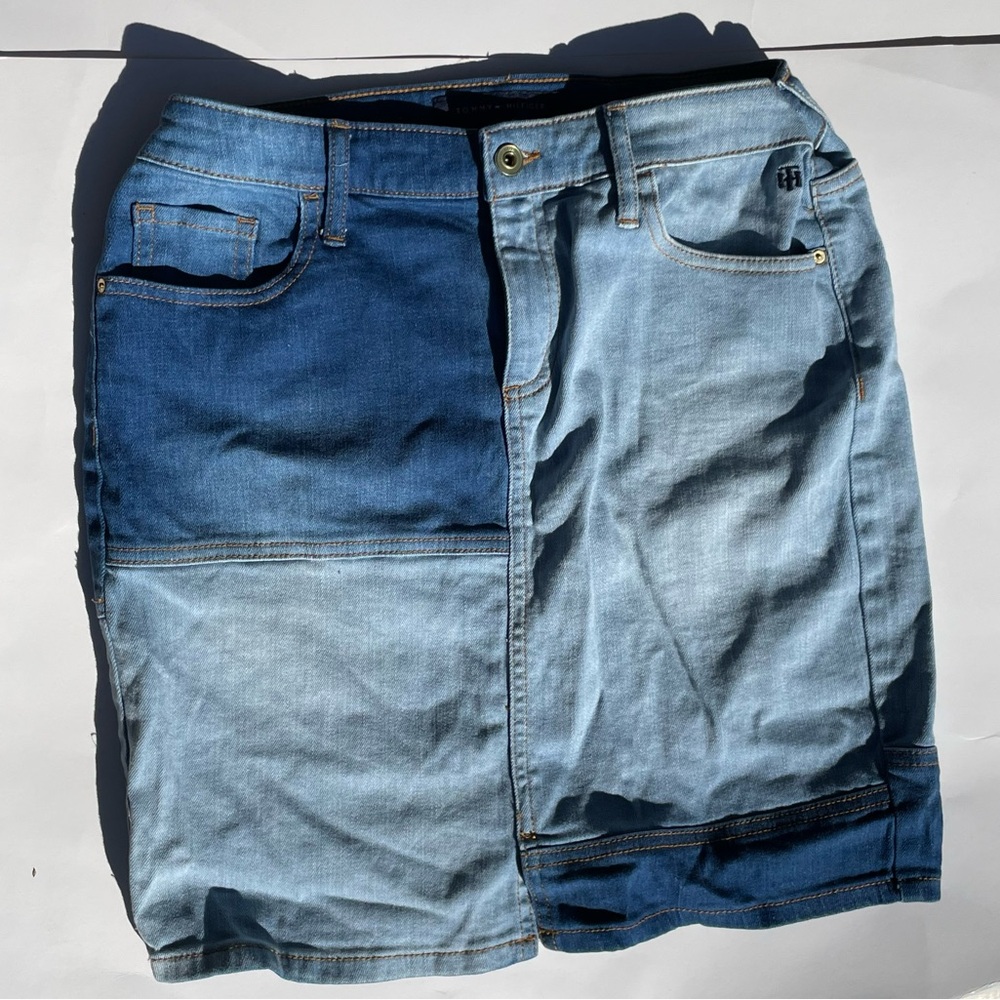 Tommy Hilfiger color block jean skirt